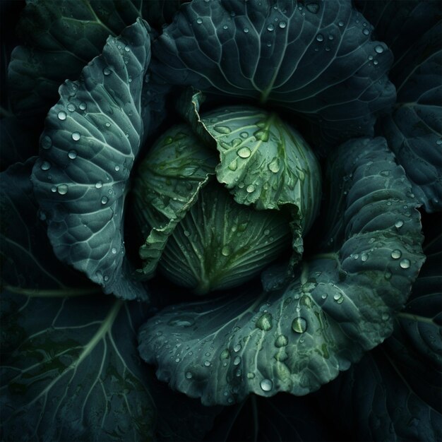 Cabbage Seamless Background Visible Drops Of Water