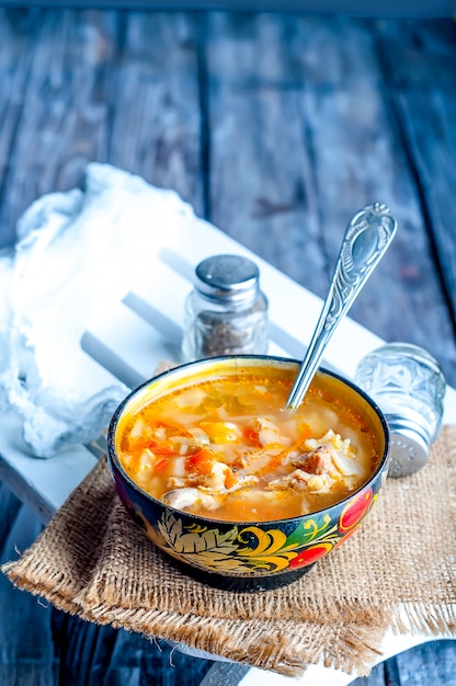 Cabbage soup with sour cream