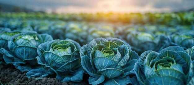 Photo cabbages basking in sunlight