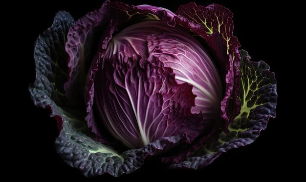 Cabbages on a dark background Generative AI