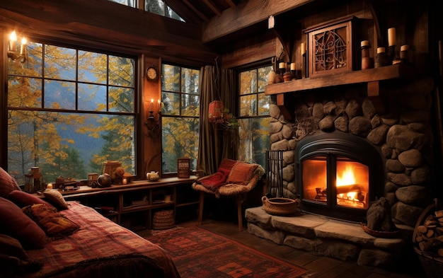 Cabin Bedroom Amidst Nature39s Beauty