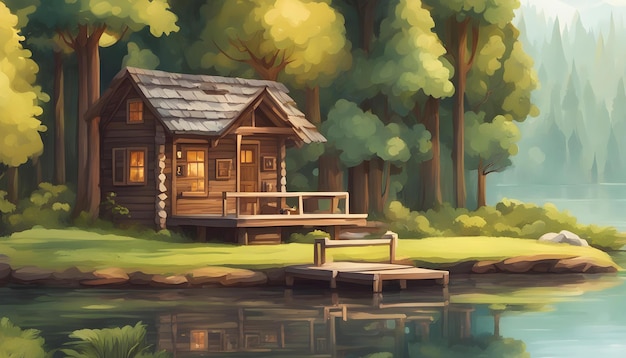Photo a cabin by the lake