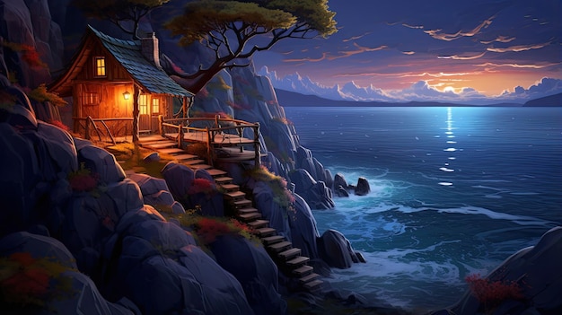 A cabin on the cliff