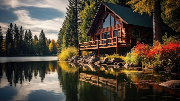 A Cabin at a lake