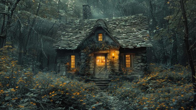 Cabin in the Woods With a Light On