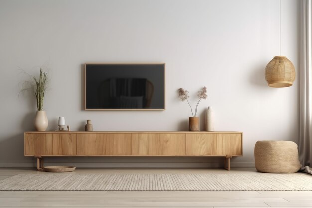 Photo a cabinet in a japanese living room against a white wall