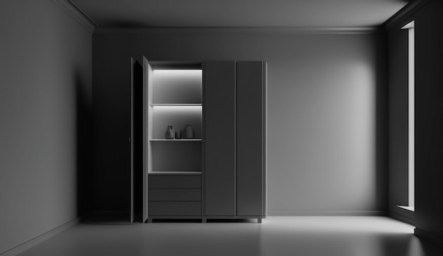 Cabinet in modern empty room minimal design Generative AI