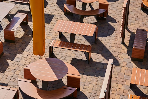 Cabinet modular outdoor furniture tables and seating for visitors top view