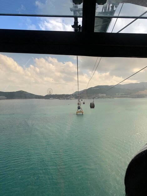 cable car across the river beautiful view