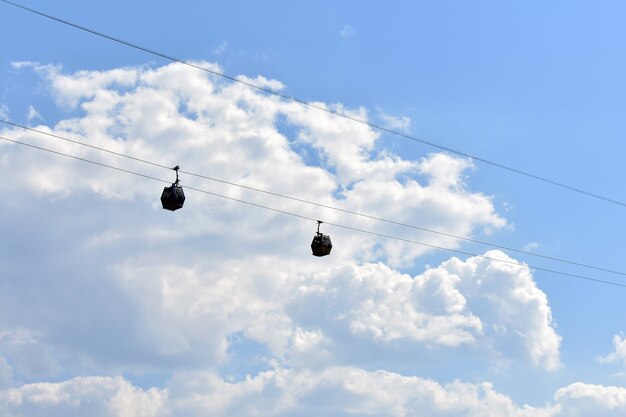 cable car cabins against the sky