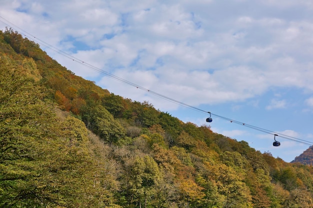 Cable car in the Caucasus Mountains