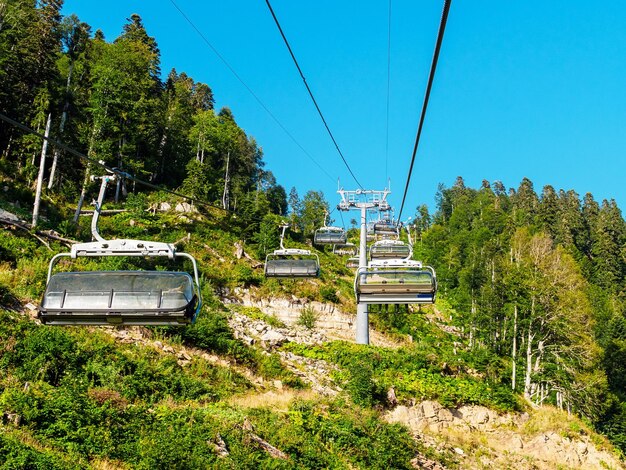 写真 夏の山のケーブルカー