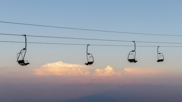 Cable car and moutain view at Turkey