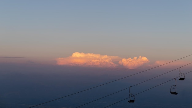 Cable car and moutain view at Turkey