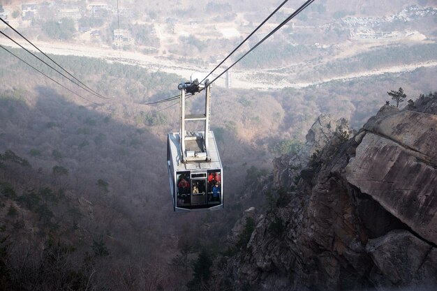 Photo cable car ride up to the mountains in korea