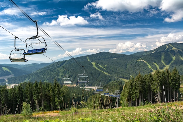 Cable car in the ski resort