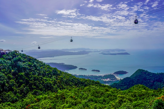 Cable car on the Sky Bridge of Langkawi Island in Malaysia