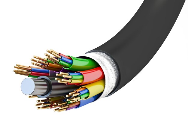 Cable cutaway 3d rendering