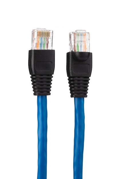 Cable Network CAT6 Flat 2m RJ45 Lan Internet isolated on white Background