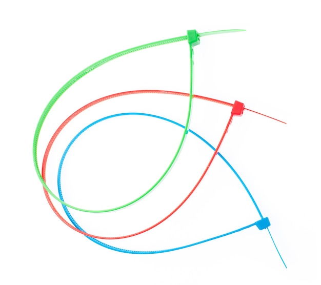 사진 흰색 배경에 고립 된 케이블 타이