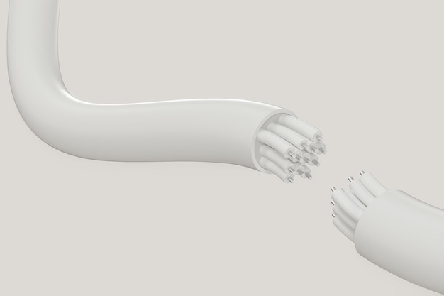 Foto cavo con rendering 3d del prodotto di connessione elettronica a nucleo esteso