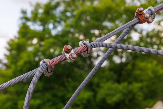 Cable with fastening with bolts and nuts of outdoors