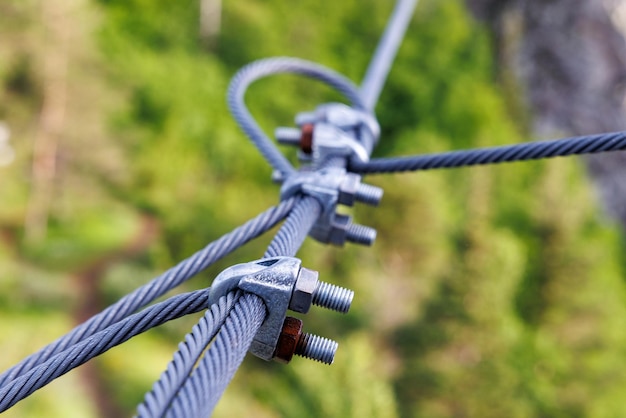 Cable with fastening with bolts and nuts of outdoors