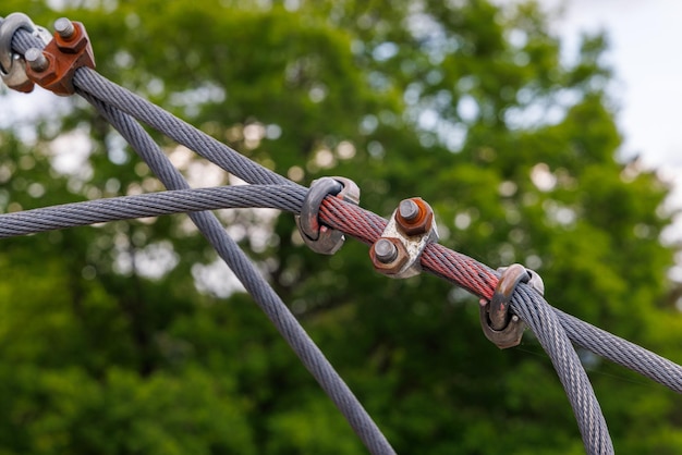 Cable with fastening with bolts and nuts of outdoors