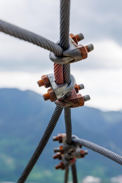 Cable with fastening with bolts and nuts of outdoors