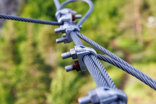 Cable with fastening with bolts and nuts of outdoors