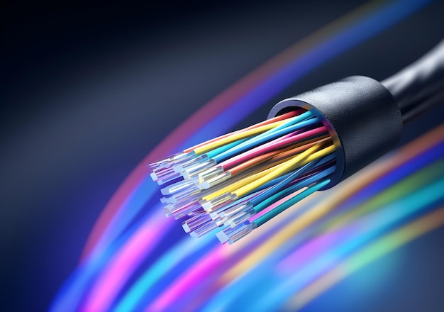 A cable with multicolored wires is shown.