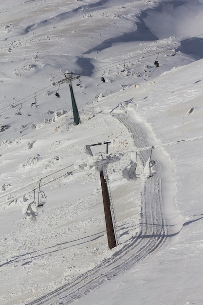 Cableway on Mount Hermon in winter, Israel