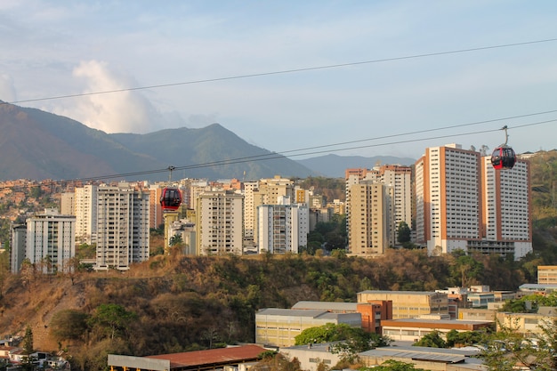 Cableway seen from Palo Verde in Caracas, Venezuela