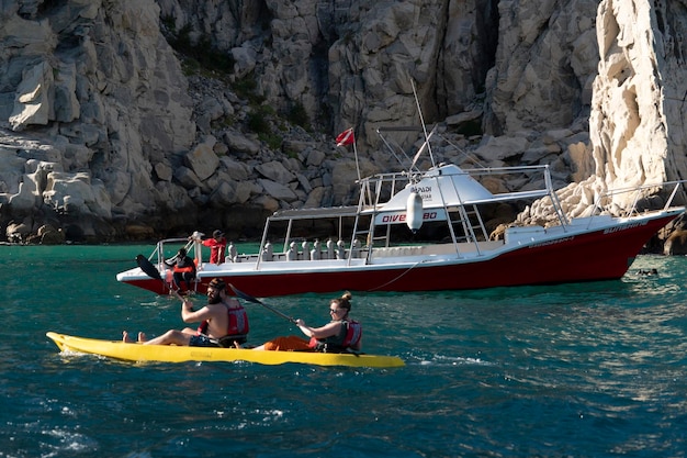 CABO SAN LUCAS, MEXICO - FEBRUARY 1 2019 - Tourist in water activities