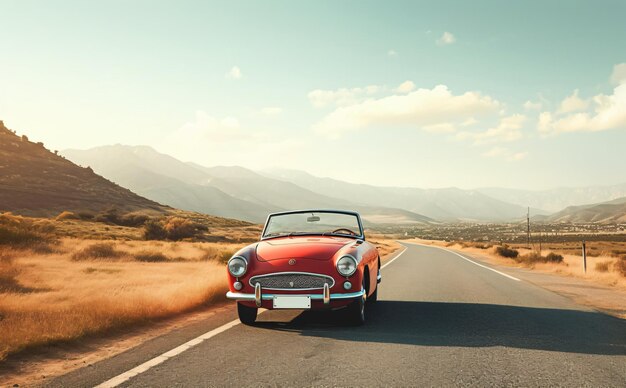 Cabriolet klassieke auto op de weg