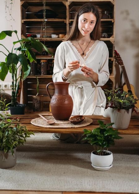 Cacao ceremony heart opening ritual in atmospheric place