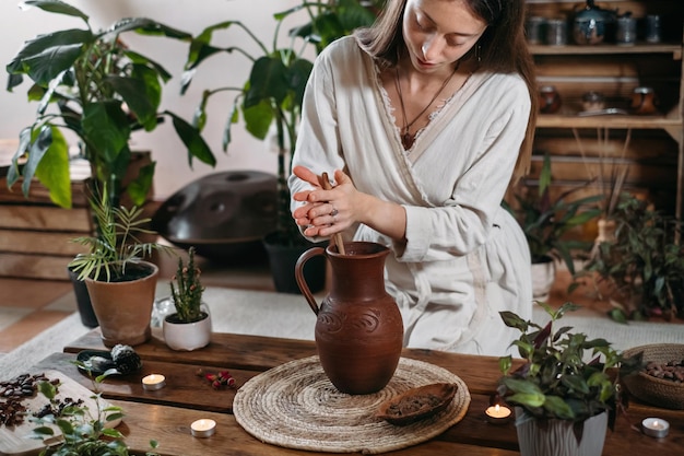 Cacao ceremony heart opening ritual in atmospheric place