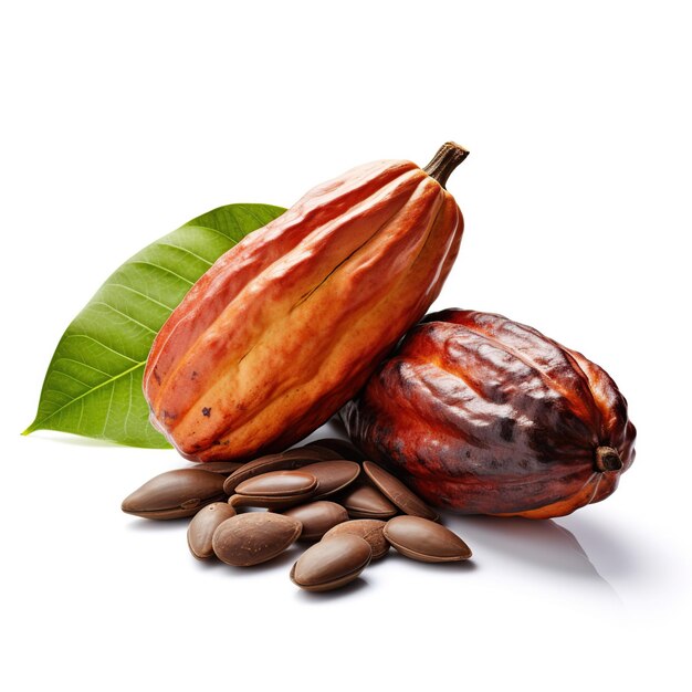 Cacao su uno sfondo bianco isolato