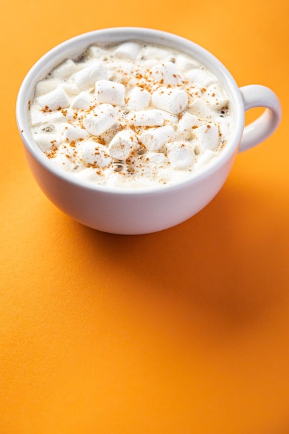 cacao met marshmallows warme koffie drinken zoete drank gezonde maaltijd eten snack op tafel