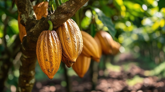 Foto cacao oogsten ontdek de uitbundige cacaoplantage