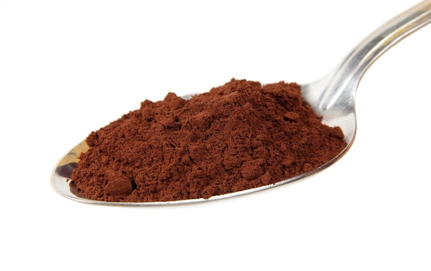 Cacao poeder op de lepel