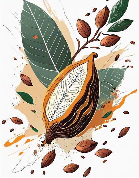 Photo cacao tree illustration