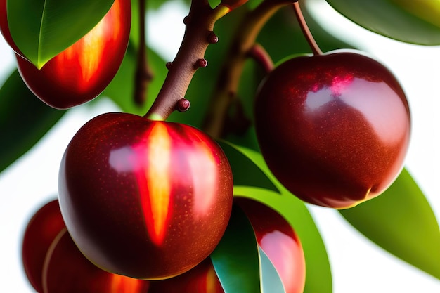 Cacaoboom met rijpe vruchten close-up