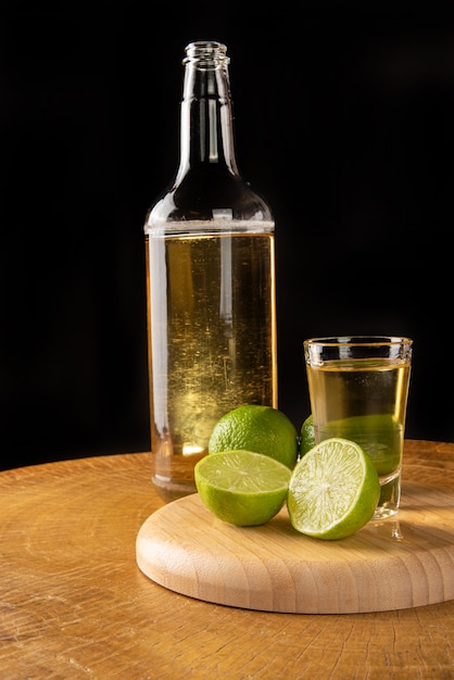 Cachaça drink from sugar cane with limes