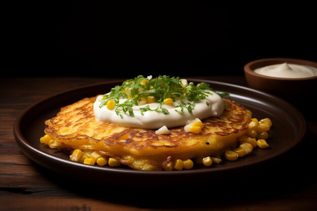 Photo cachapa sweet venezuelan corn pancake with queso de mano