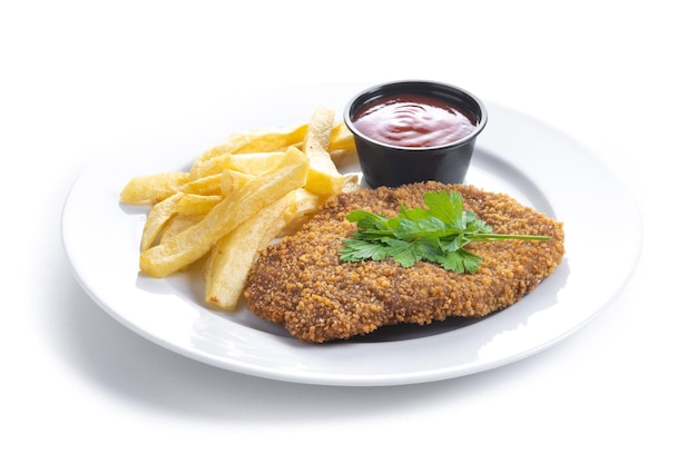 카초포 (Cachopo) 스페인 아스투리아스 지방의 전통 음식  바탕에 고립된 파니드 필레 고기