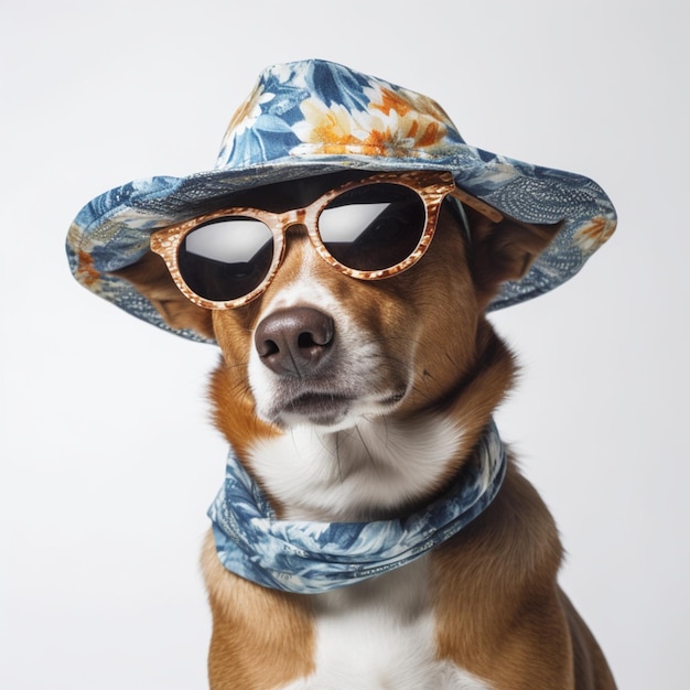 Foto cachorro de chapeu e oculos