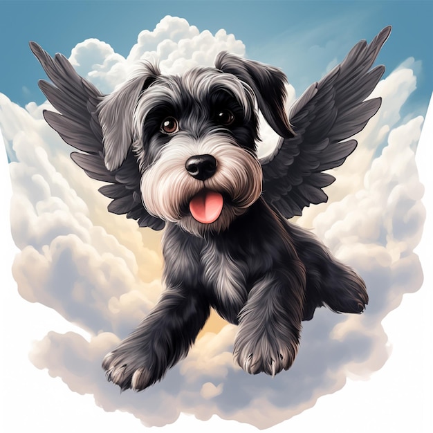 Photo cachorro schnauzer preto anjo