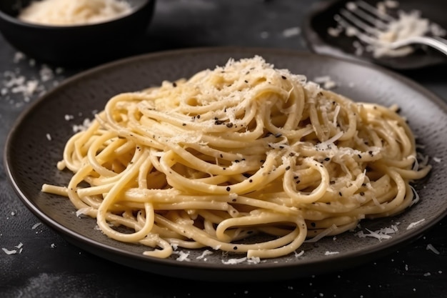 Cacio E Pepe op zwarte plaat generatieve AI