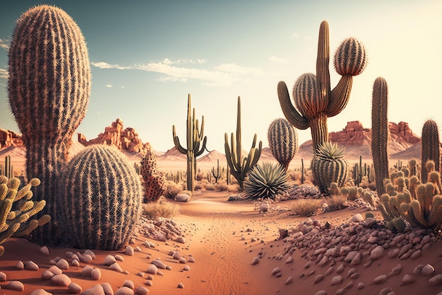 Cacti in the desert ai generative